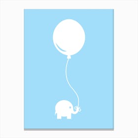 Elephant with Balloon (Blue) Canvas Print
