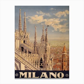 Milan Vintage Travel Poster Canvas Print
