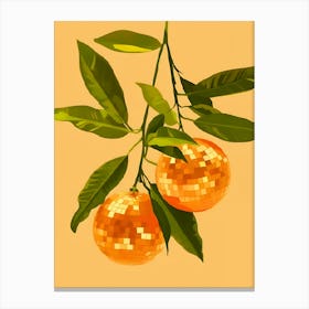 Two Oranges On A Branch Canvas Print