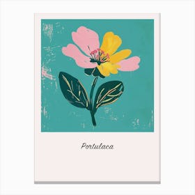 Portulaca 2 Square Flower Illustration Poster Canvas Print