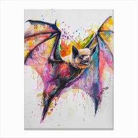 Bat Colourful Watercolour 2 Canvas Print