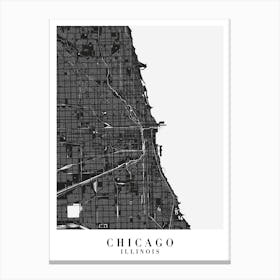Chicago Illinois Minimal Black Mono Street Map Canvas Print