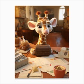 Cute Giraffe's Study Adventure Print Canvas Print