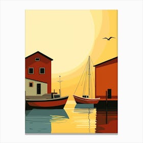 Sunset At The Harbor Canvas Print