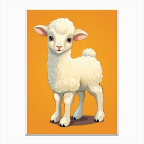 Sheep On An Orange Background Canvas Print