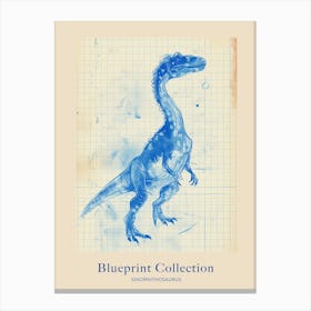 Sinornithosaurus Dinosaur Blue Print Sketch 1 Poster Canvas Print