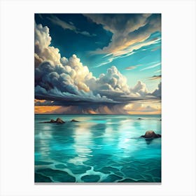 Cloudy Sky Over The Ocean Canvas Print