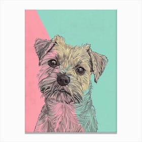 Border Terrier Dog Pastel Line Watercolour Illustration  4 Canvas Print