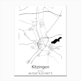 Kitzingen,Germany Minimalist Map Canvas Print