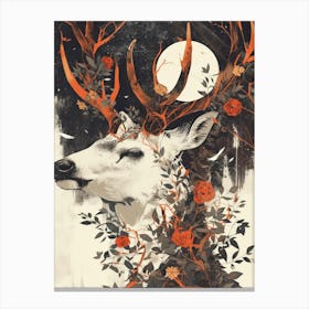 Deer With Roses Canvas Print