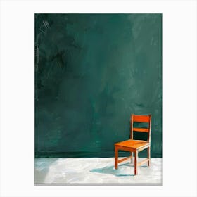 Chair In Front Of A Green Wall 1 Canvas Print