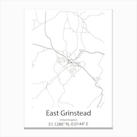 East Grinstead,United Kingdom Minimalist Map Canvas Print