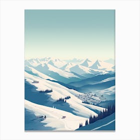 La Plagne   France, Ski Resort Illustration 3 Simple Style Canvas Print