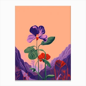 Boho Wildflower Painting Birds Foot Violet 3 Canvas Print