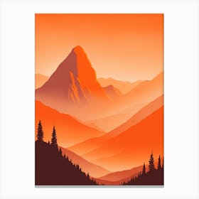 Misty Mountains Vertical Composition In Orange Tone 7 Canvas Print