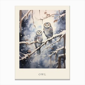 Winter Watercolour Owl 1 Poster Canvas Print