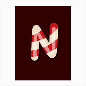 Candy Cane Christmas Letters Living Room Holiday Display 14 Canvas Print