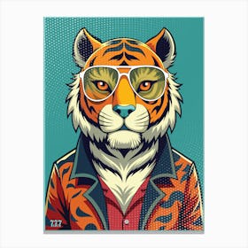 Vintage Tiger with sunglass Canvas Print