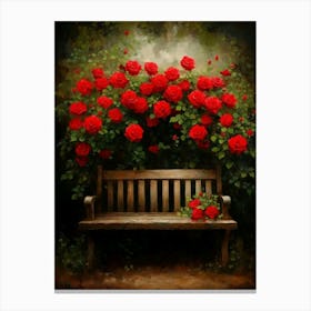 Bench With Roses Canvas Print