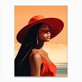 Illustration of an African American woman at the beach 111 Canvas Print