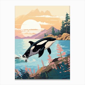 Orca Whale By Rocky Coastline3 Canvas Print