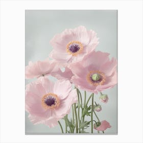 Anemone Flowers Acrylic Pastel Colours 3 Canvas Print