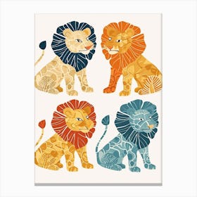 Barbary Lion In Different Seasons Clipart 1 Canvas Print