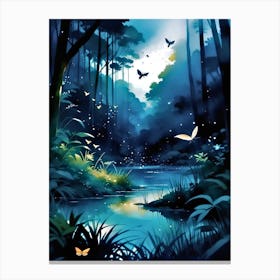 Jungle Night 1 Botanical Art Print Canvas Print