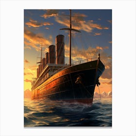 Titanic Ship Sunset 3 Canvas Print