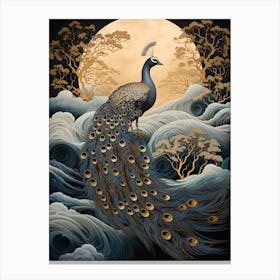 Peacock 2 Gold Detail Painting Canvas Print
