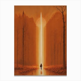 Man Walking Through A Forest Canvas Print