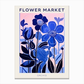 Blue Flower Market Poster Orchid 3 Canvas Print