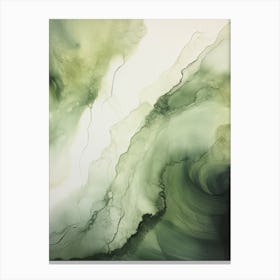 Sage Green And Black Flow Asbtract Painting 3 Canvas Print
