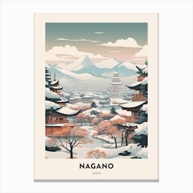 Vintage Winter Travel Poster Nagano Japan 2 Canvas Print