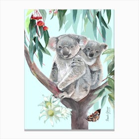 Mother And Joey Koalas Canvas Print
