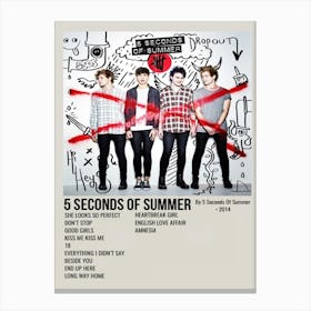 5 Seconds Of Summer By 5 Seconds Of Summer 2014 Poster Canvas Print