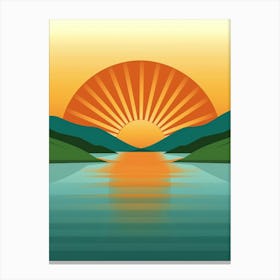 Sunset Over Lake Canvas Print