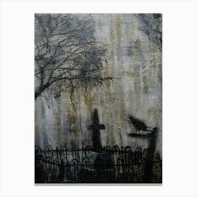 Crow In The Cemetery Canvas Print