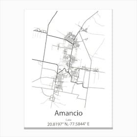 Amancio,Cuba Minimalist Map Canvas Print