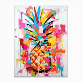 Fruit Fiesta: Pineapple Extravaganza in Graffiti Canvas Print