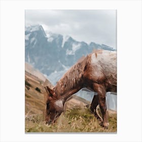 Horse And Mountains Canvas Print
