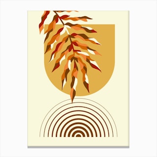 Mid Century Geometrical With Palm Canvas Print