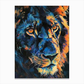 Black Lion Portrait Close Up Fauvist Painting 4 Canvas Print