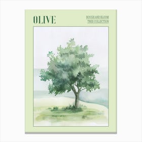 Olive Tree Atmospheric Watercolour Painting 2 Poster Canvas Print