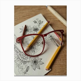 Eyeglasses And Pencils Canvas Print