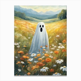 Sheet Ghost In A Field Of Flowers Painting (13) Canvas Print
