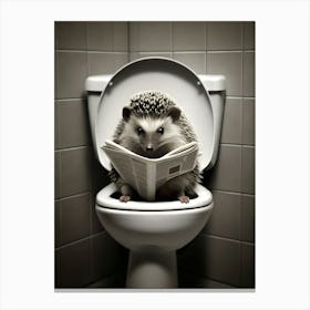 Hedgehog On The Toilet Bathroom, Hedgehog Lover Gift Funny Bathroom Stampe su tela