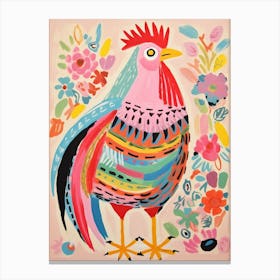 Pink Scandi Chicken 1 Canvas Print