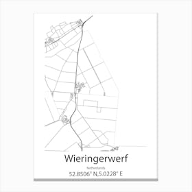 Wieringerwerf,Netherlands Minimalist Map Canvas Print