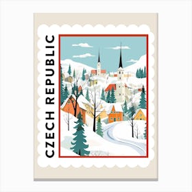 Retro Winter Stamp Poster Cesky Krumloy Czech Republic 2 Canvas Print